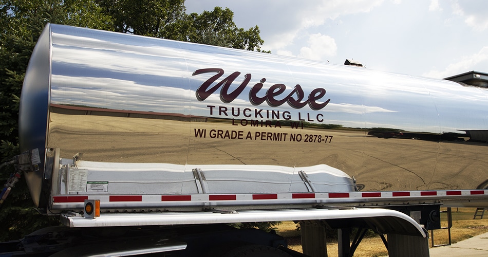 Reflective semi trailer lettering & graphics for Wiese Trucking Lomira, Wisconsin.