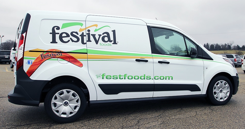 Ford Transit van graphics for Festival Foods Janesville, Wisconsin.