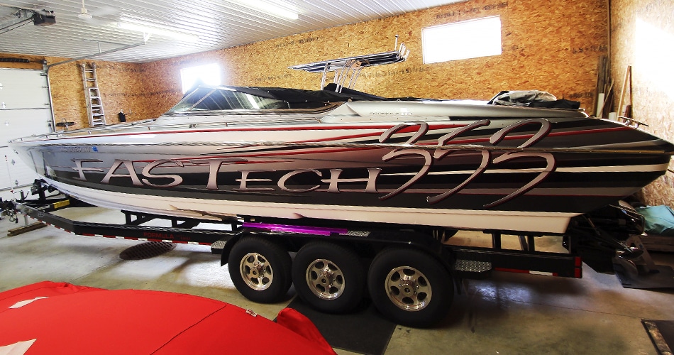 Formula 353 FasTech boat lettering and graphics from Winneconne, Wisconsin.