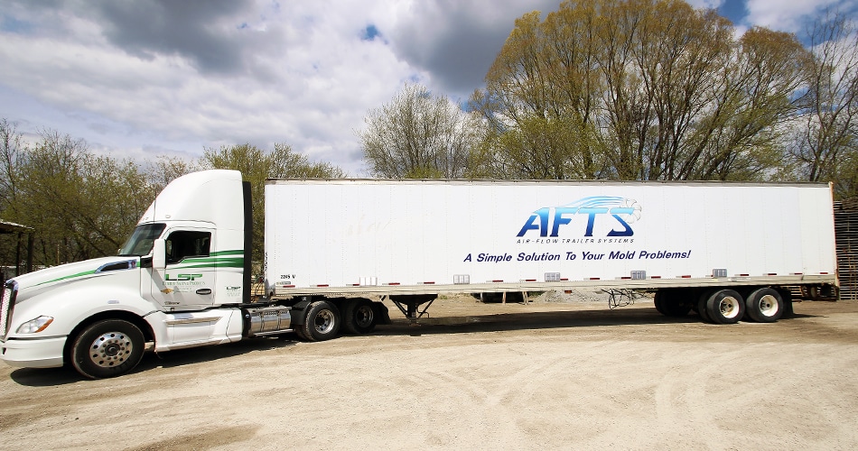 Semi trailer lettering & graphics for AFTS and Lumber Sales & Products Jackson, Wisconsin.