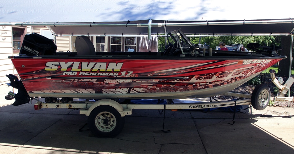 Sylvan fishing boat wrap from West Bend, Wisconsin.