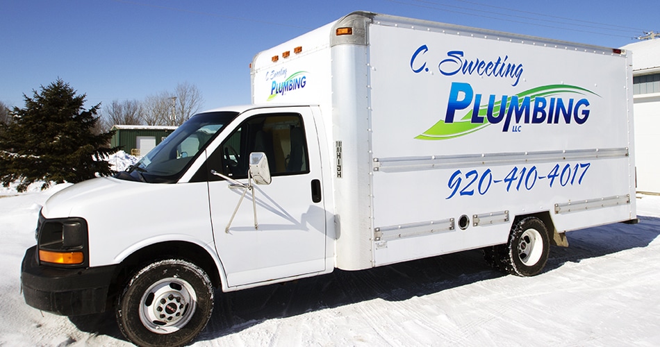 Box truck lettering & graphics for C. Sweeting Plumbing Omro, Wisconsin.