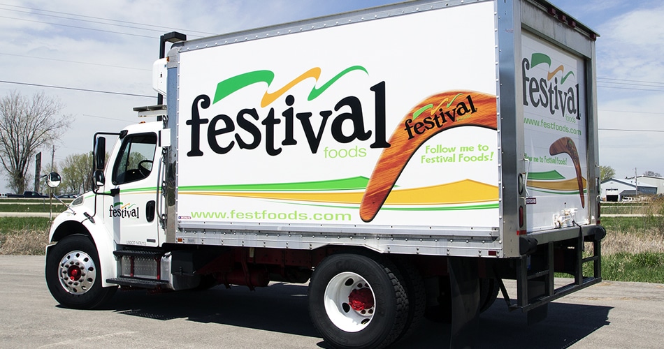 Box truck lettering & graphics for Festival Foods De Pere, Wisconsin.