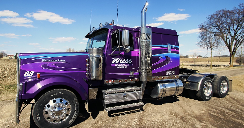 Western Star semi truck lettering & graphics for Wiese Trucking Lomira, Wisconsin.