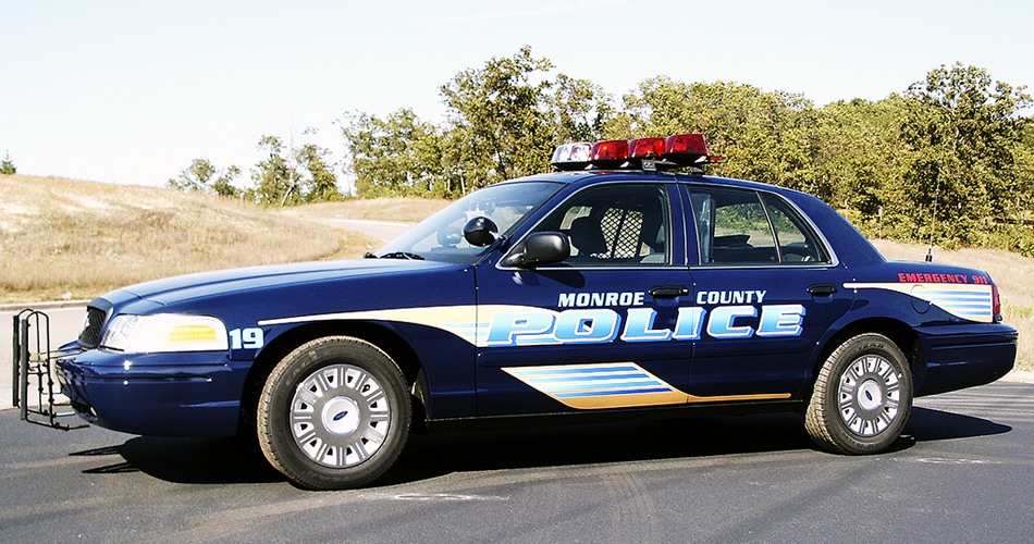 Ford crown victoria police car graphics for Monroe County Police Sparta, Wisconsin.