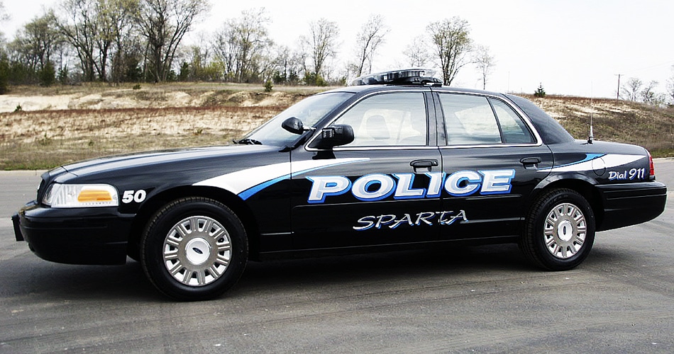Ford crown victoria police car graphics for Sparta Police Sparta, Wisconsin.