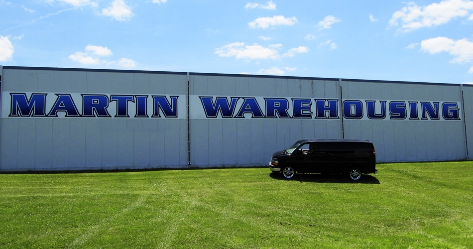 Custom exterior building signs for Martin Warehousing in Wilton, Wisconsin.