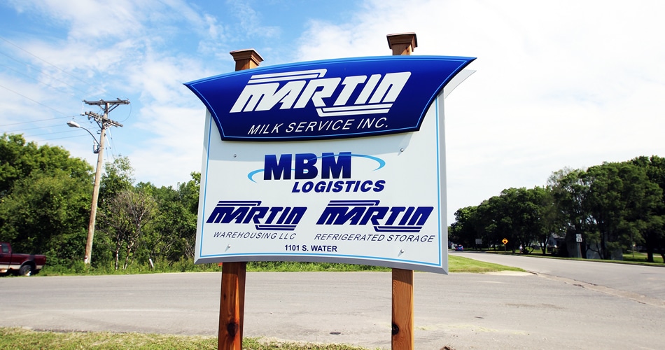 Ground mount sign for Martin Milk Service Wilton, Wisconsin.