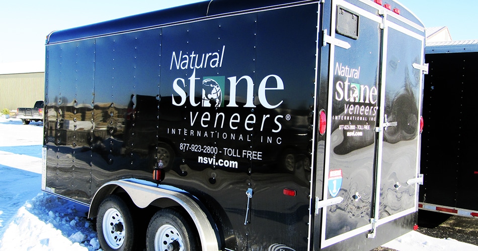 Cargo trailer lettering & graphics for Natural Stone Veneers Fond Du Lac, Wisconsin.