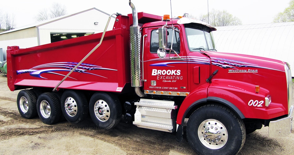 Western Star dump truck lettering & graphics for Brooks Excavating Sparta, Wisconsin.