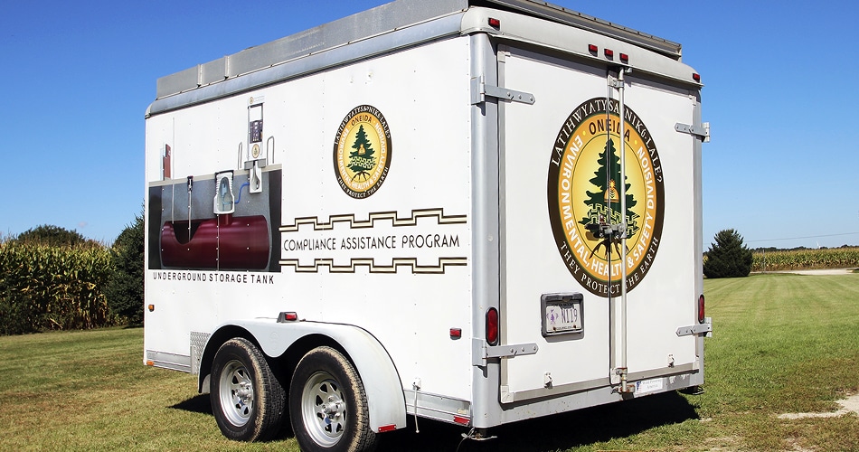 Cargo trailer lettering & graphics for Oneida Environmental Oneida, Wisconsin.