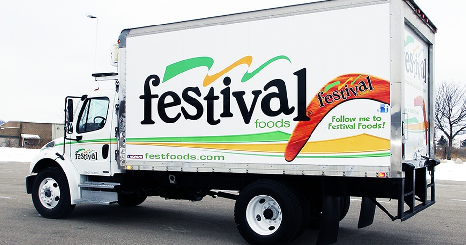 Box truck lettering & graphics for Festival Foods DePere, Wisconsin.