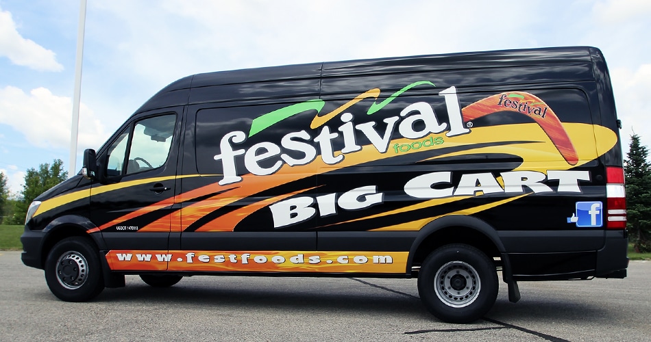 Dodge vinyl van lettering & graphics for Festival Foods La Crosse, Wisconsin.