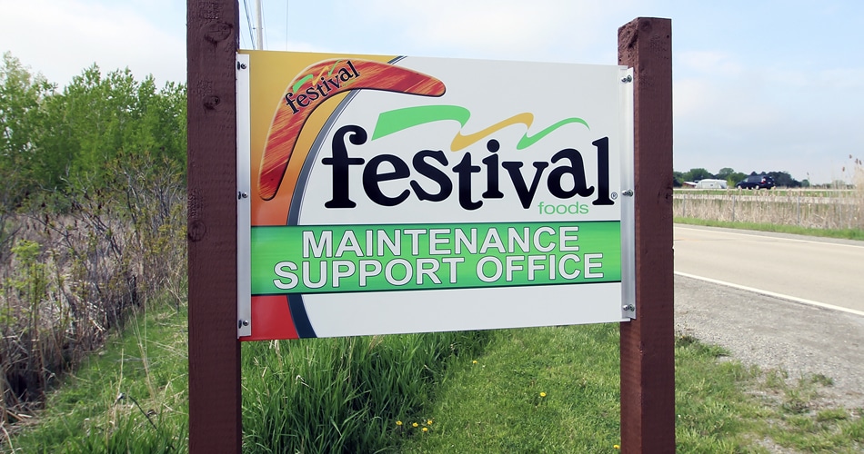 Reflective outdoor business sign for Festival Foods Depere, Wisconsin.