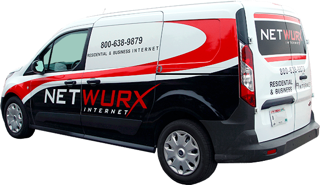 Netwurx Internet vinyl van graphics (North Lake, WI).