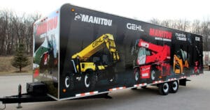 Vinyl trailer wrap for Manitou Americas in West Bend, WI.