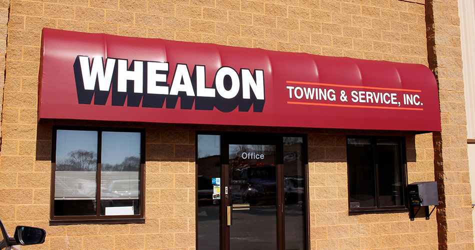 Awning signage for Whealon Towing Fond du Lac, WI.
