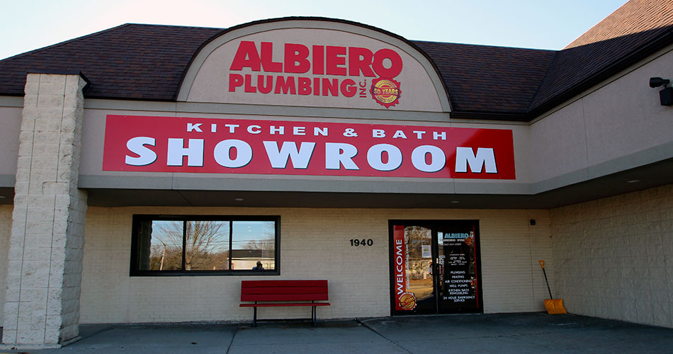 Business signage for Albiero Plumbing West Bend, WI.