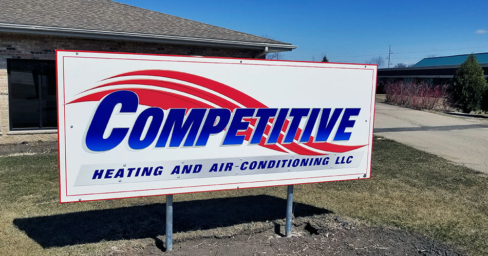 Competitive Heating business signs Waterford, WI.