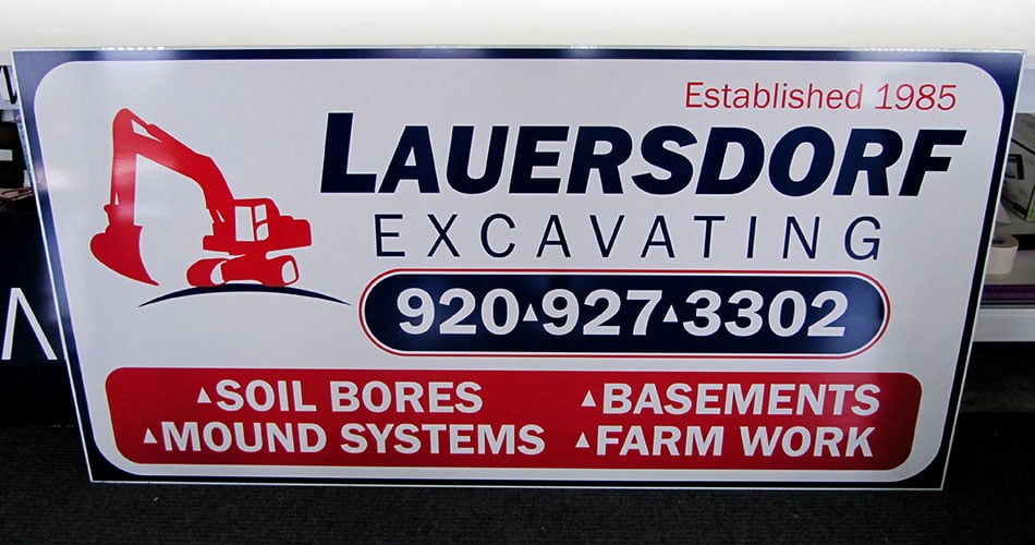 Corrugated construction site sign Reeseville, WI.