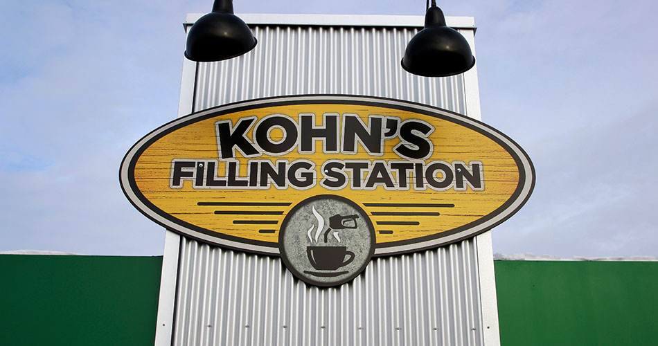 Custom signage for Kohn's Filling Station in Kewaskum, WI.