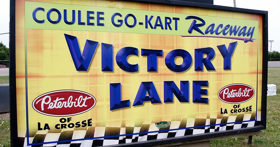 Go Kart race track signs West Salem, WI.