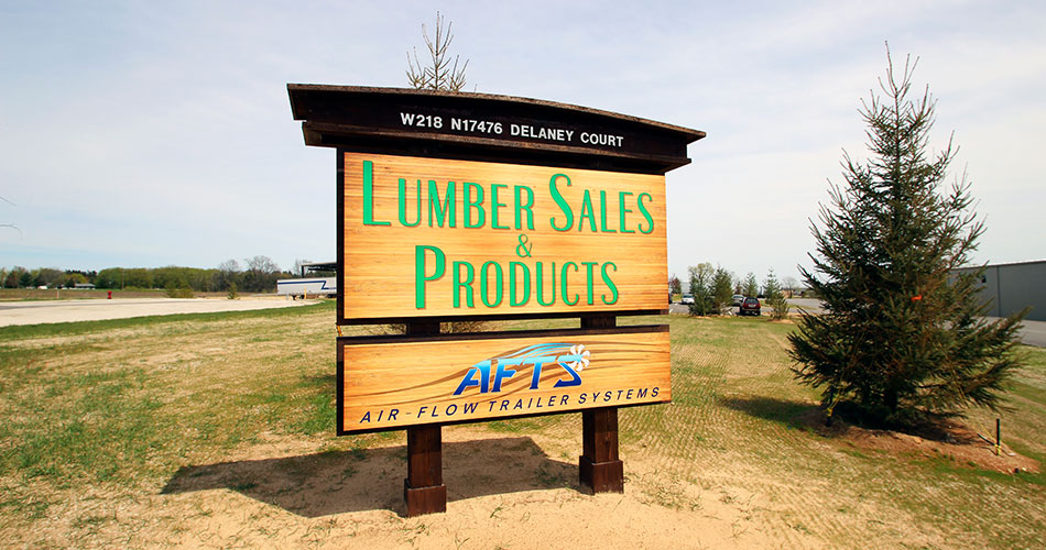 Outdoor business custom wood signs Jackson, WI.