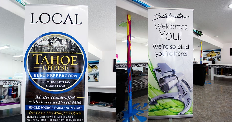 Retractable banner signs.