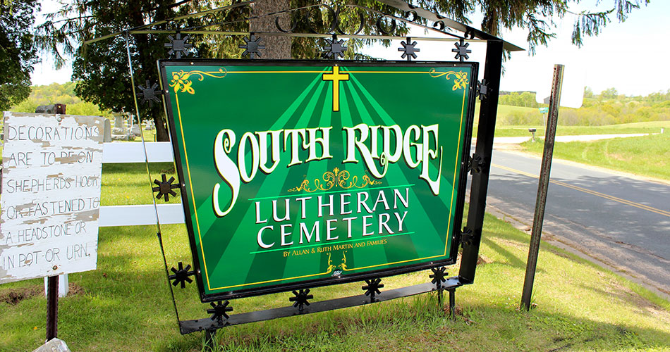 South Ridge cemetery signs Wisconsin.