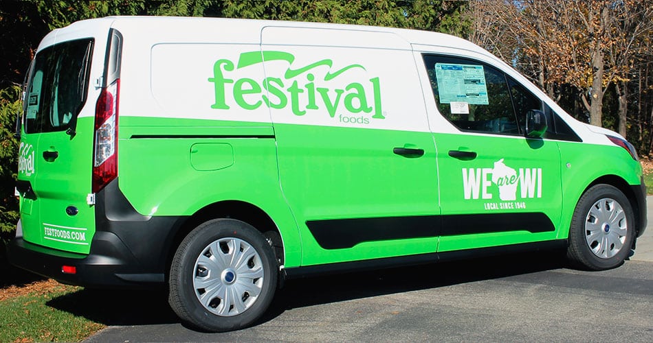 Van signs for Festival Foods Wisconsin van lettering.
