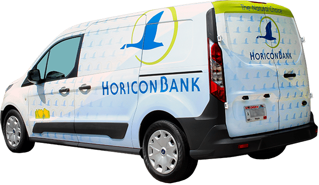 Horicon Bank van lettering vinyl wrap.