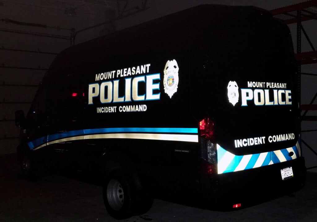 Mount Pleasant police reflective van graphics and wraps.