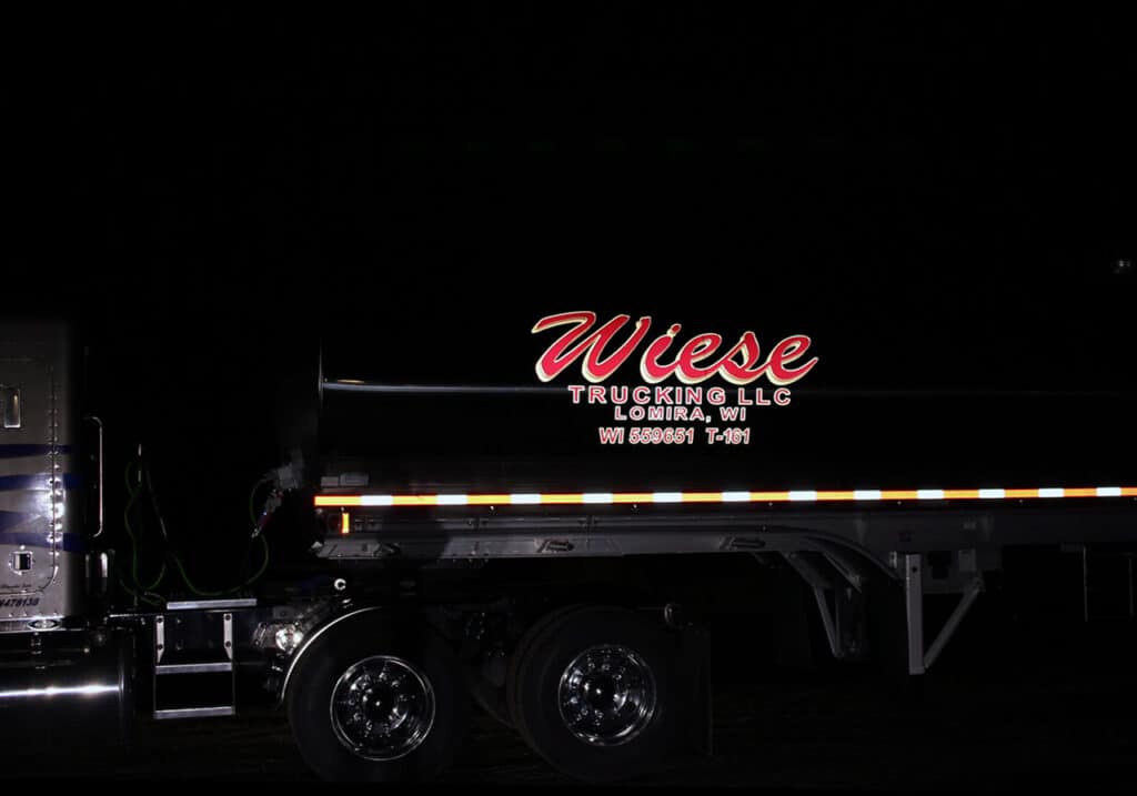 Wiese super tankers reflective semi trailer graphics.
